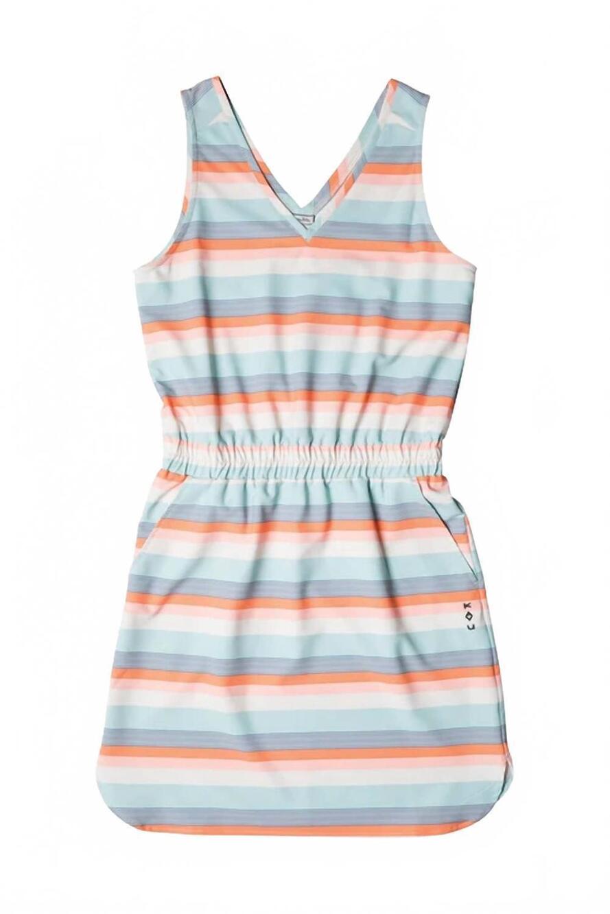 NEW KAVU women's ensenada dress in cool stripe